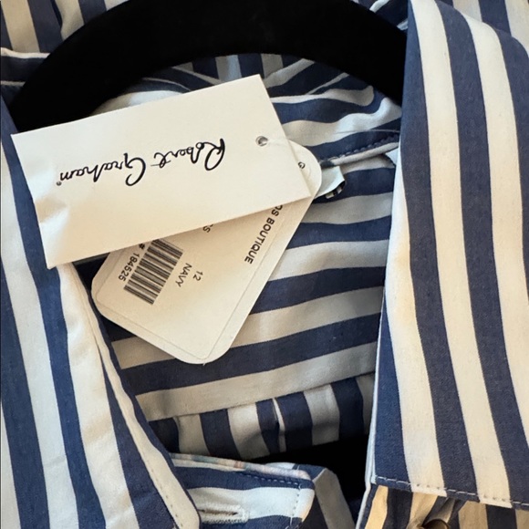Robert Graham Blue Striped Leona Shirt Dress - Size 12 - Picture 4 of 10